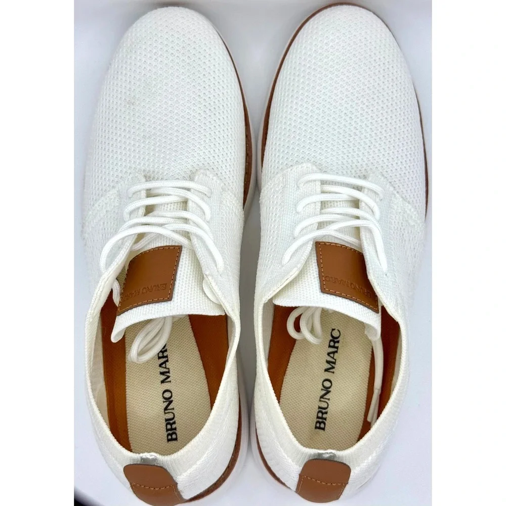 Bruno Marc Grand-01 Men's White Lace Up Casual Knit Oxford Shoes Size 10.5